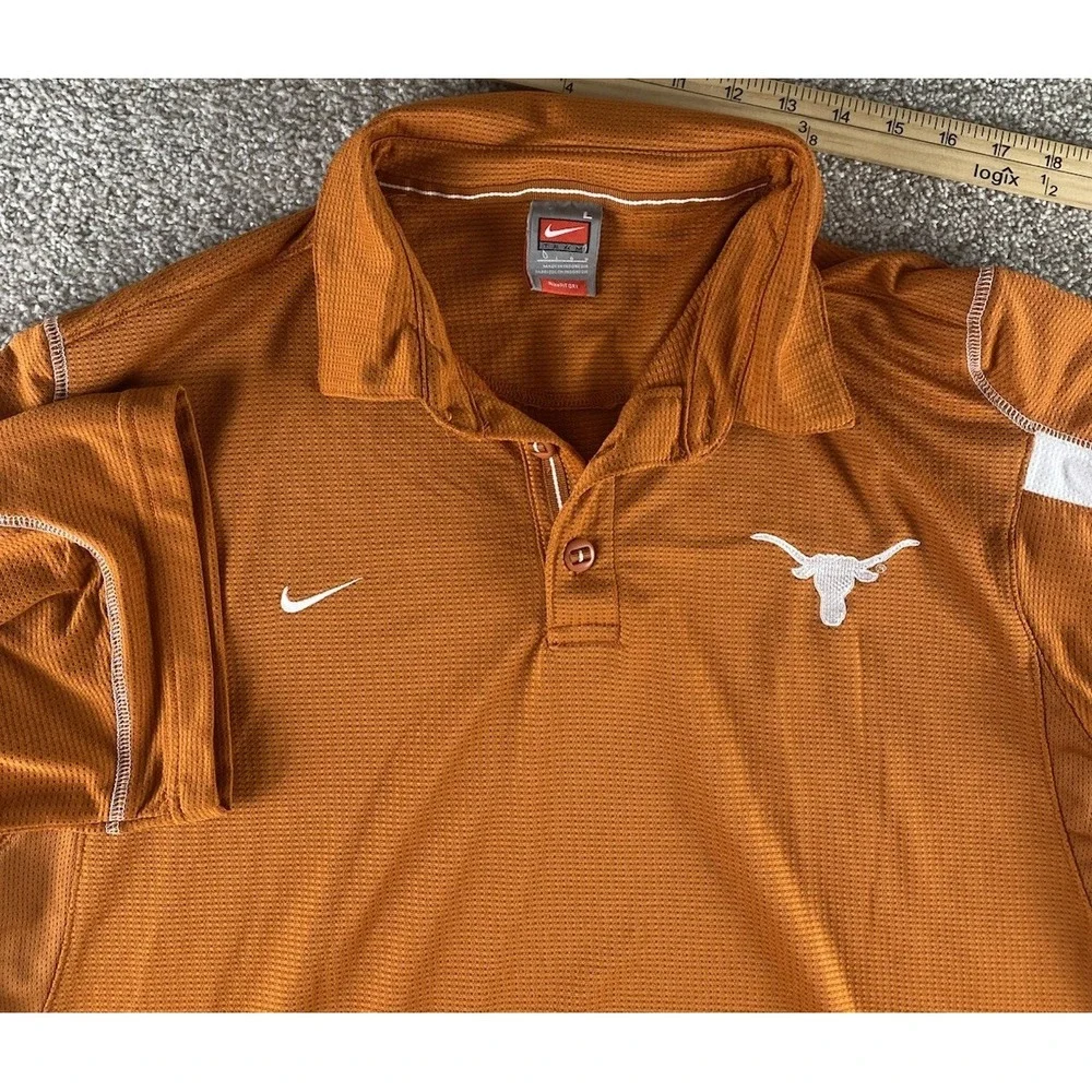 VTG Nike Gray Tag Texas Longhorns UT Performance Polo Mens L Orange Preppy NCAA
